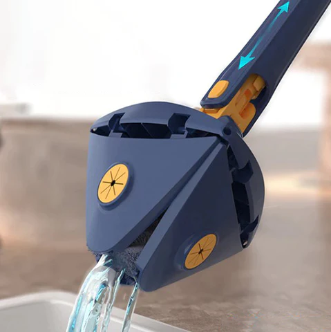 Mop inovativ CleanMaster cu storcator incorporat, de mana, reglabil, rotire 360, triunghi, albastru [2]