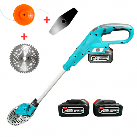 TOATE PRODUSELE - Motocoasa Electrica cu 2 Acumulatori 24V 5AH, Disc 23cm, Lama Otel 23cm + Bonus Tambur cu fir