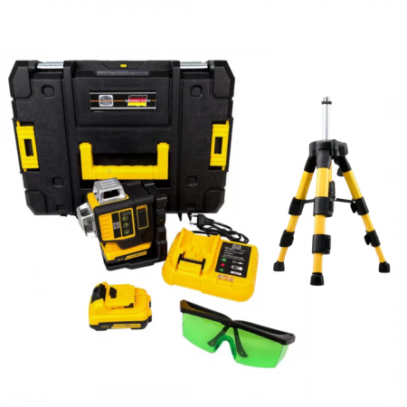 Nivela Laser German Meister XR, 12 Linii, 3D, cu 2 Acumulatori 21V 5AH [7]