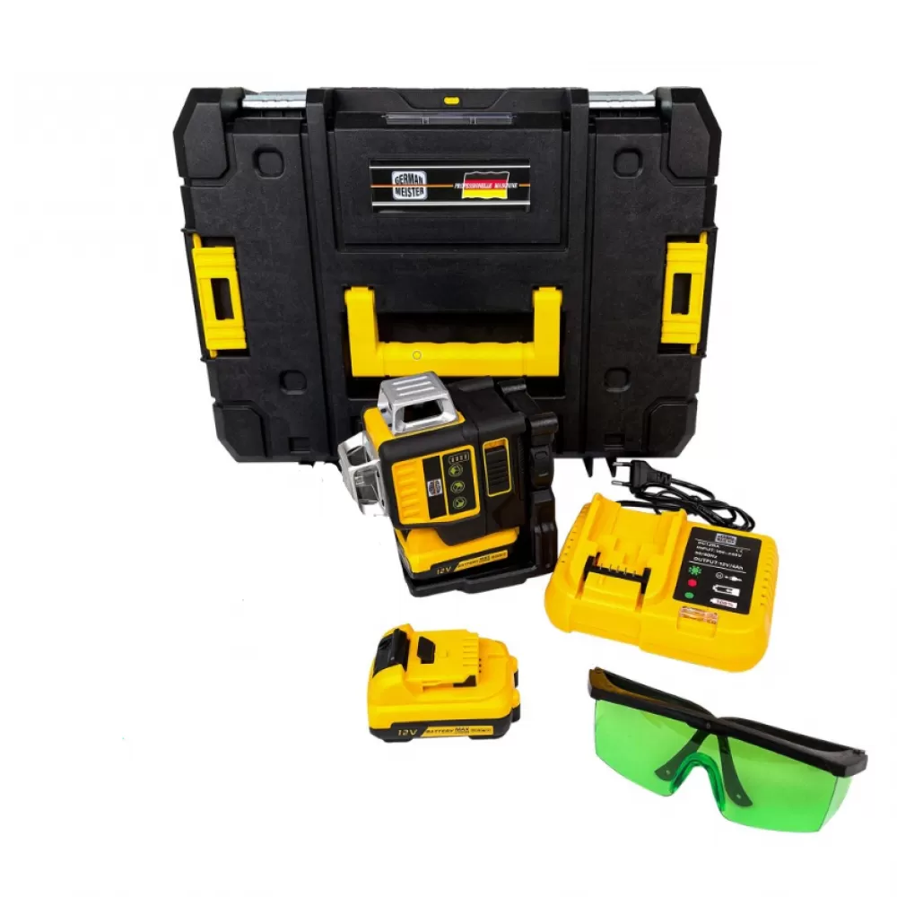 TOATE PRODUSELE - Nivela Laser German Meister XR, 12 Linii, 3D, cu 2 Acumulatori 21V 5AH