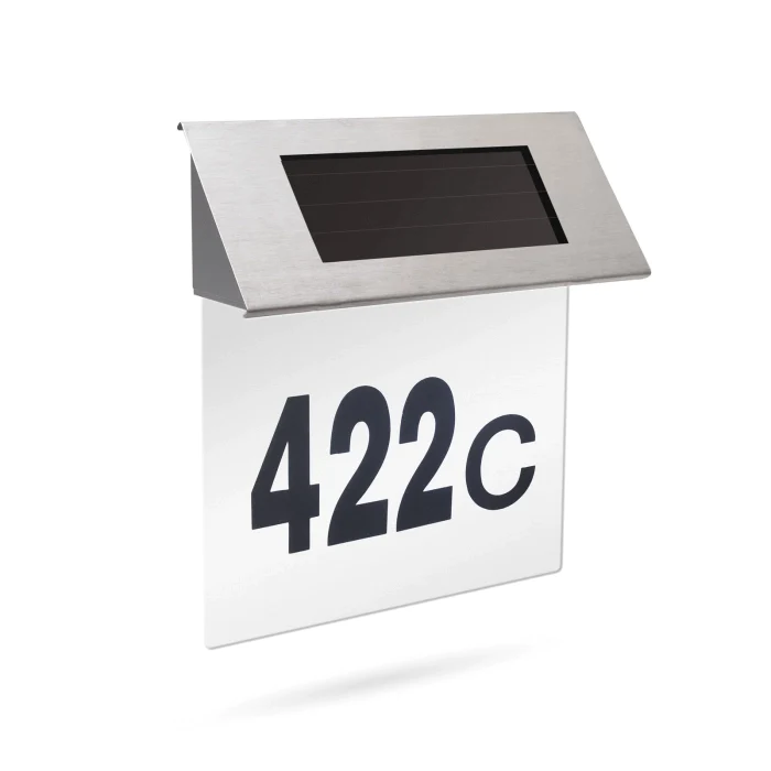 Numar de Casa cu LED si Panou Solar, 3 x cifre 0-9, litere A-H [1]