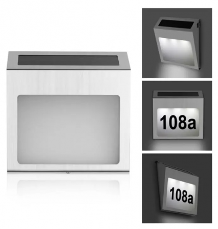 Numar de Casa din inox cu iluminare LED si Panou Solar [1]