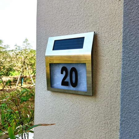 Numar de Casa din inox cu iluminare LED si Panou Solar [5]