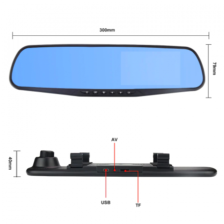 Oglinda Retrovizoare cu Camera video auto dubla fata-spate, cu Touch-Screen HD Display 4.3" IPS [7]