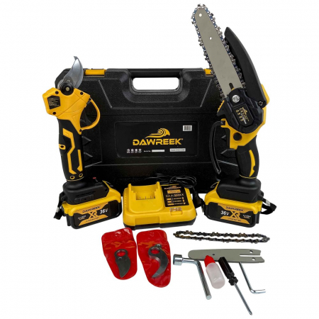 Pachet Gradinarit: Foarfeca + Mini Drujba DawReek, 2 Acumulatori 36V 3AH + Lama foarfeca rezerva [1]