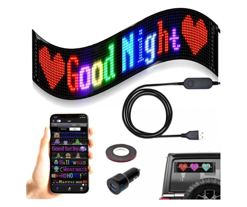 Panou LED RGB programabil, flexibil, control Bluetooth din aplicatie, afisaj text și animatii, alimentare USB [3]
