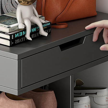 Pantofar cu 7 Etaje si Sertar, Dulap Depozitare Incaltaminte din PAL, Design Modern, Culoare Gri [4]