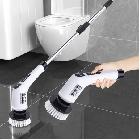 Perie Electrica Rotativa 9 in 1, 9 capete incluse, 2 viteze, pentru curatare pete dificile, maner reglabil si detasabil, autonomie ridicata, indicator LED [3]