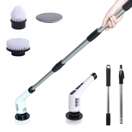Perie Electrica Rotativa 9 in 1, 9 capete incluse, 2 viteze, pentru curatare pete dificile, maner reglabil si detasabil, autonomie ridicata, indicator LED [6]