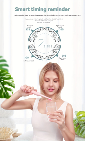 Periuta de Dinti Electrica Smart, 3 capete incluse, 5 Moduri de actiune, Incarcare USB [2]