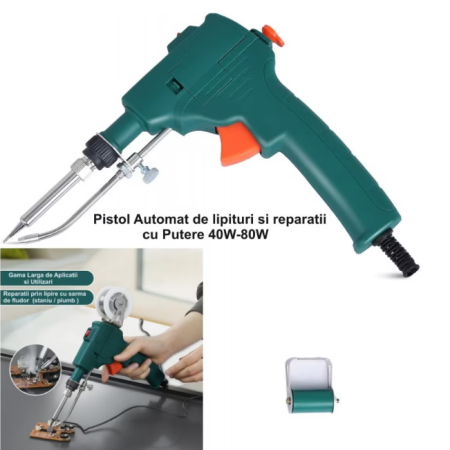 Pistol de Lipit Automat cu Fludor, 40W–80W, Temperatura 450°C, Ideal pentru Electronica si Reparatii, Cositorit [6]