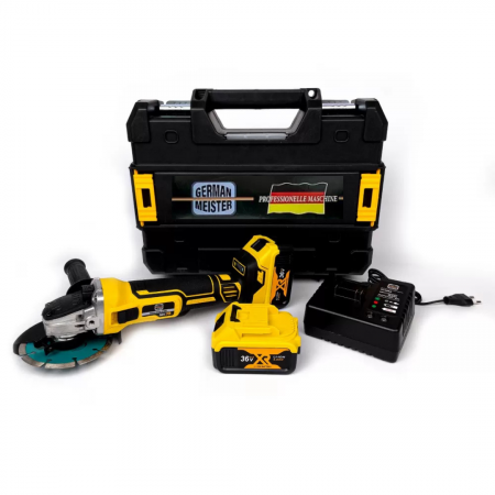 TOATE PRODUSELE - Polizor Flex German Meister cu 2 Acumulatori 36V 5AH, disc max 125 mm, Trusa depozitare