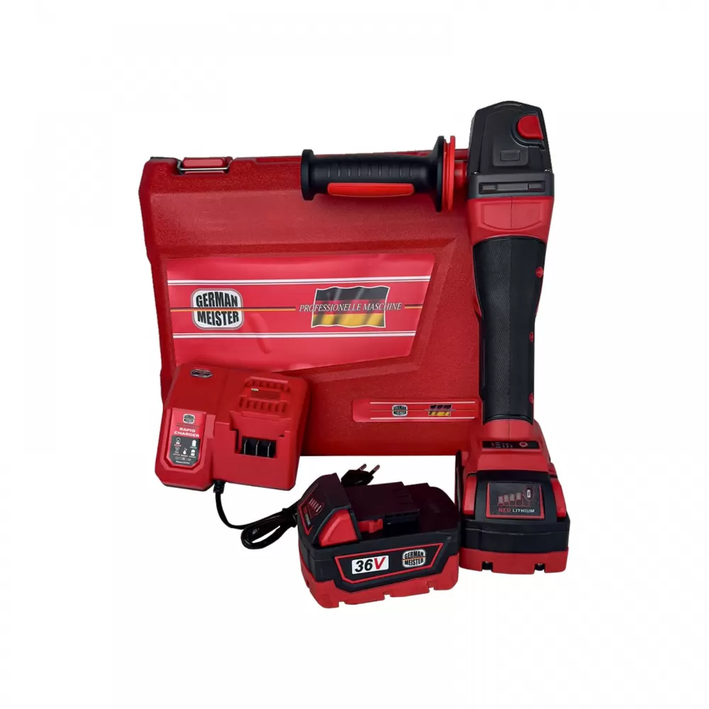 Polizor Unghiular / Flex German Meister cu 2 Acumulatori, 36V, 8Ah, 10000 RPM, Rosu [5]