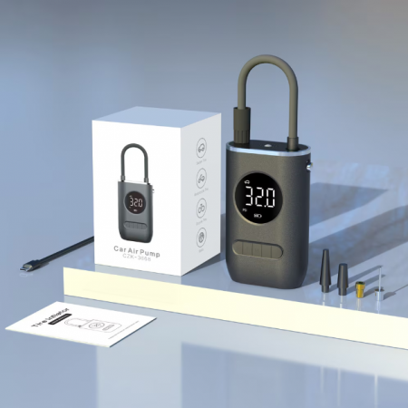 Pompa de aer electrica pentru masina (Compresor), Multifunctionala, 4000 mAh, 120W, afisaj digital LCD, lanterna LED, incarcare USB, Portabila [10]