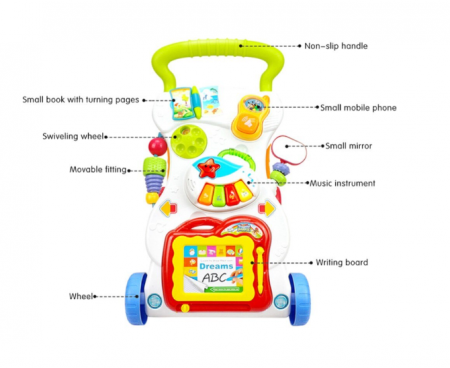 Premergator Baby Walker, multifunctional, pentru bebe , 7 jucarii montabile , Alb [3]