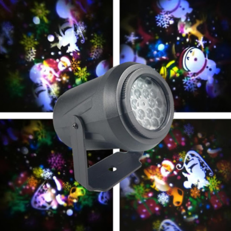 Proiector 16 figurine rotative cu tematica de Craciun, RGB 4W, pentru interior [4]