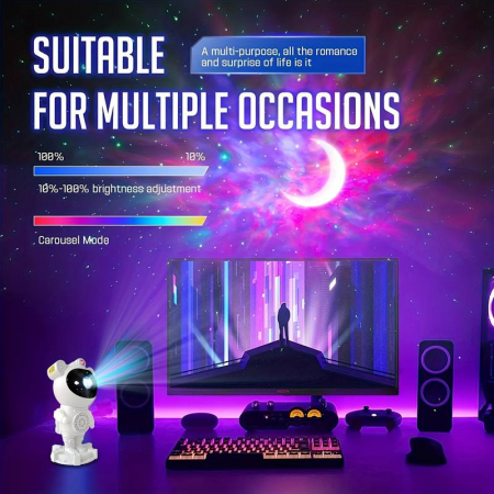 Proiector Laser Astronaut cu Joc de Lumini Aurora Boreala si Stele, Boxa Bluetooth, Timer, Telecomanda [1]