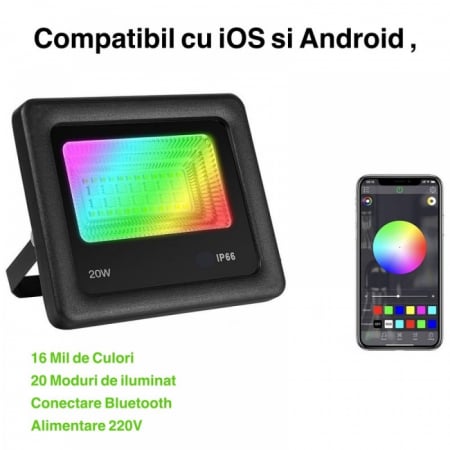 ELECTRONICE & GADGET - Proiector Smart Led RGBcw 20w cu Bluetooth