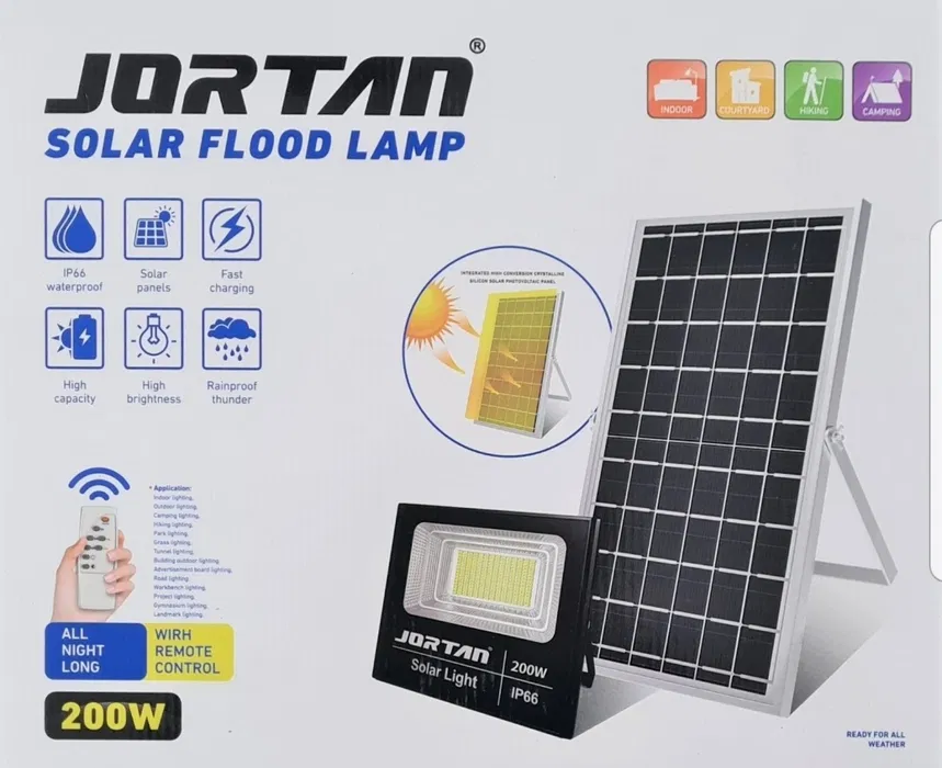Proiector Solar Jortan 50W/100W/200W/300W/400W/500W/600W Lampa cu incarcare solara + Panou Solar si Telecomanda [8]