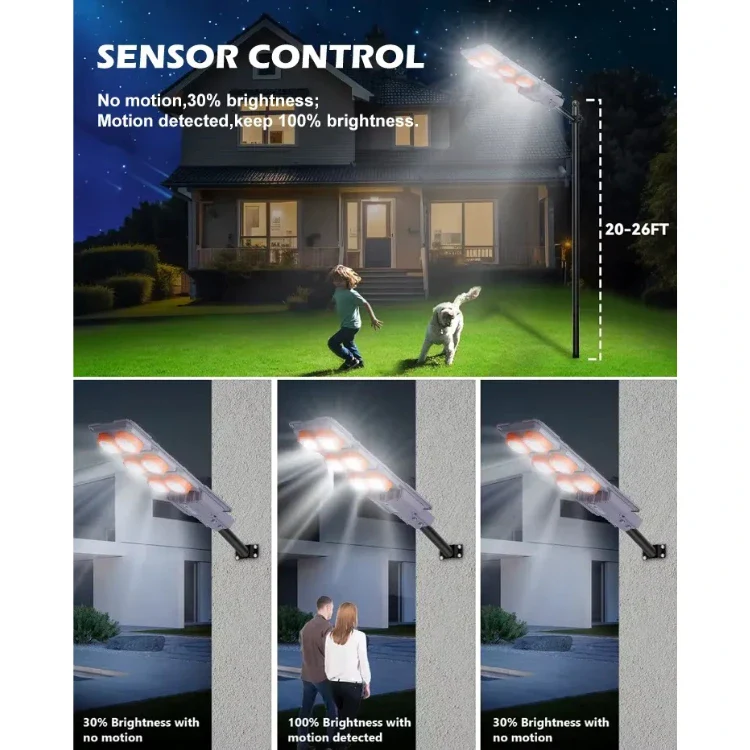 Proiector Solar LED Exterior cu Senzor, 400W / 600W, Lampa Solara Puternica pentru Curte, Gradina, Alei, Iluminat Exterior IP65 [2]