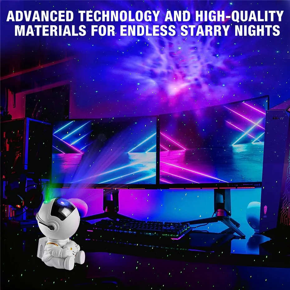 Proiector stele si galaxii, model astronaut, alimentare USB, Alb [9]