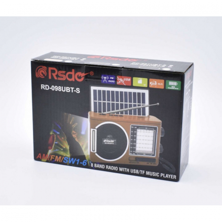 Radio FM portabil cu Incarcare solara, Bluetooth, Lanterna, Radio 8 Benzi, Usb, Slot de Card TF, Panou Solar, Rsdo RD-098UBT [5]