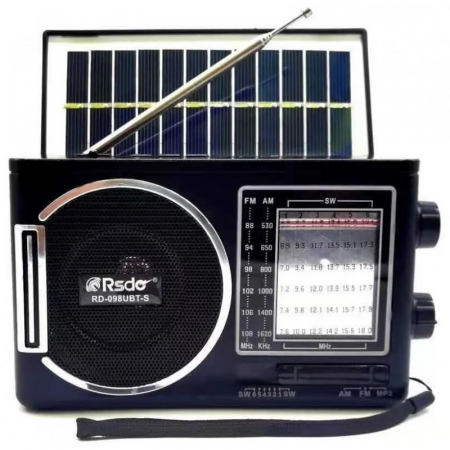 Radio FM portabil cu Incarcare solara, Bluetooth, Lanterna, Radio 8 Benzi, Usb, Slot de Card TF, Panou Solar, Rsdo RD-098UBT [1]