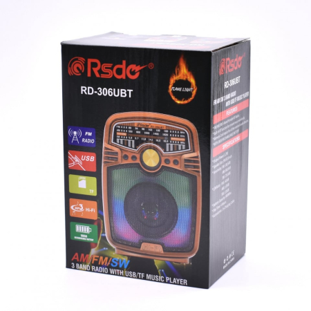 Radio portabil cu Bluetooth si Acumulator INCLUS, Lumini Led RGB, MP3, USB, TF, FM, AM, SW, RD-306UBT [2]