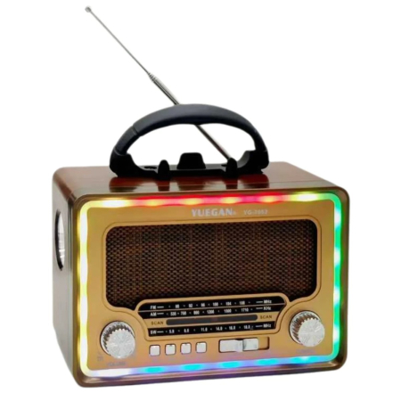 ELECTRONICE & GADGET - Radio Portabil FM/AM/SW cu Bluetooth, Lumini RGB, MP3 USB/TF, Baterie Reincarcabila 1200mAh, YG-7052