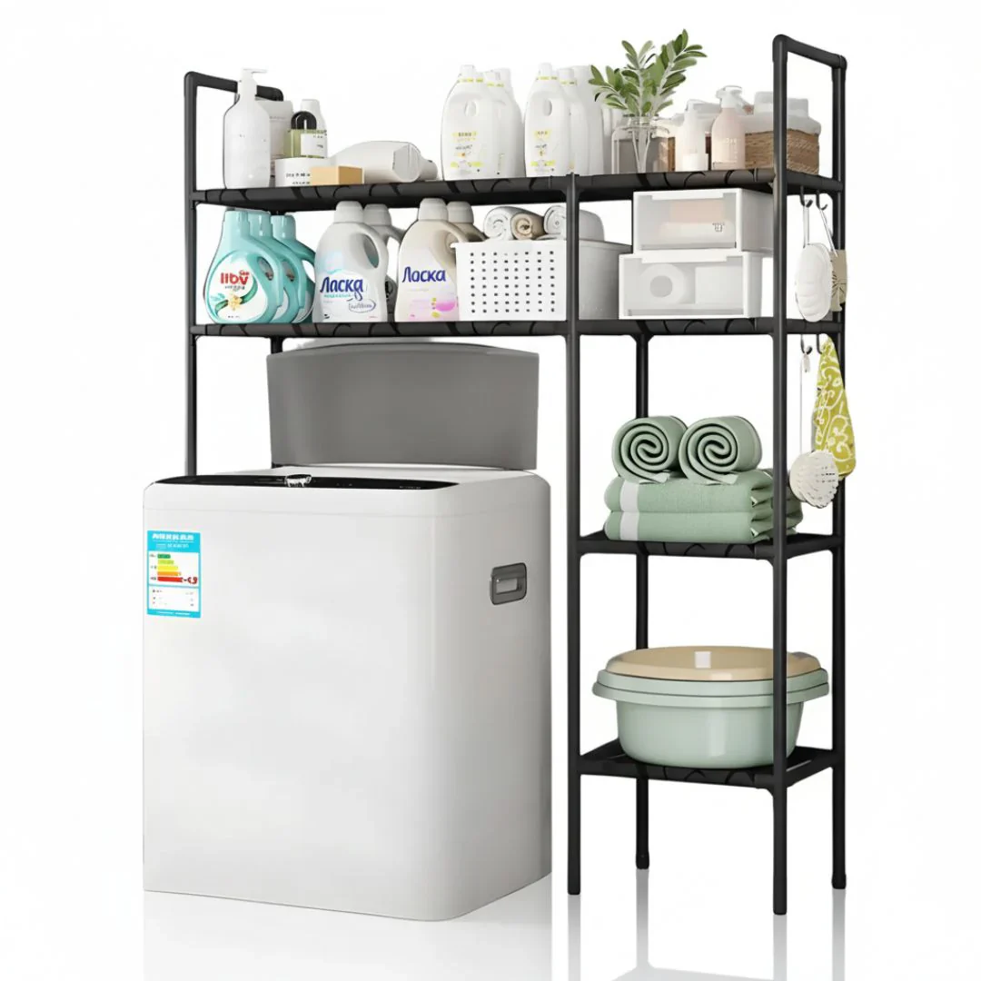 Raft depozitare peste masina de spalat sau toaleta, 4 nivele, metalic, 138x106x25 cm, organizator baie [4]