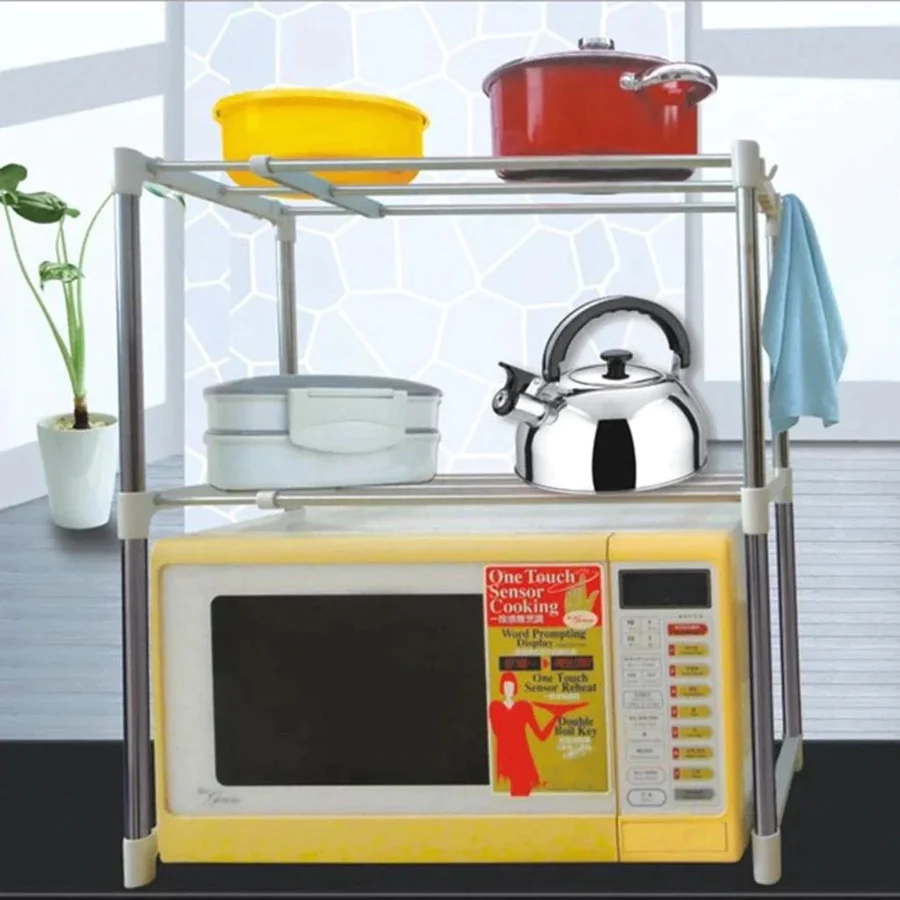 Raft extensibil tip etajera pentru cuptorul cu microunde, organizator blat bucatarie, birou, baie [3]