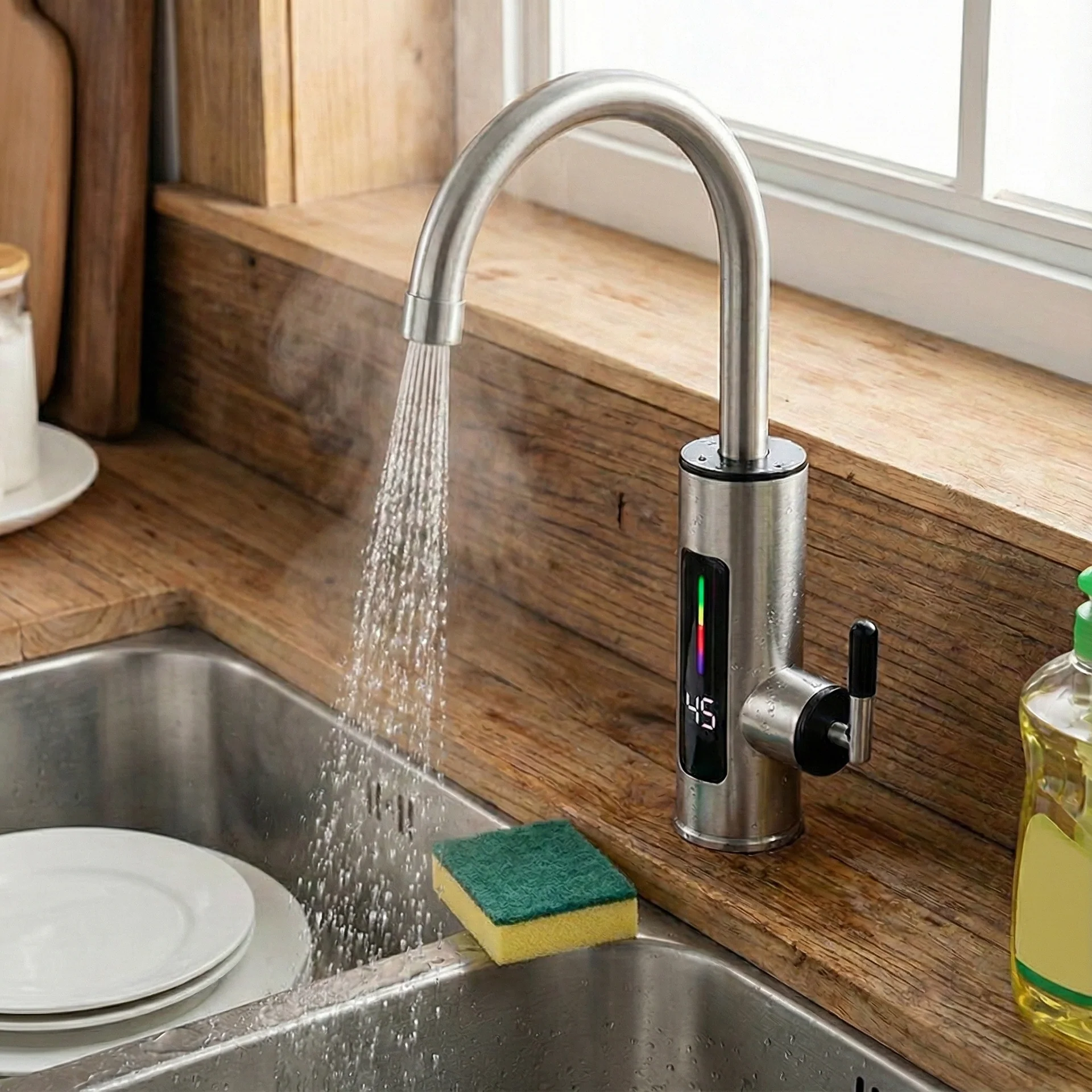 Robinet electric instant din Inox cu afisaj temperatura si rotire 360 grade, 3000W [4]