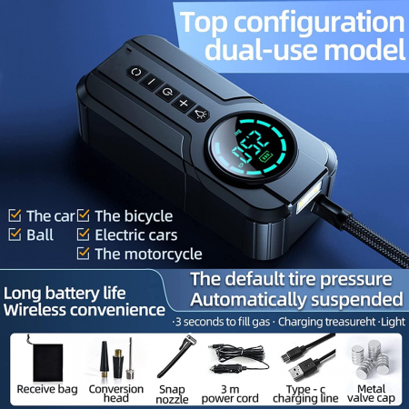 Robot pornire auto multifunctional 4 in 1, compresor de aer, pornire de urgenta, incarcare wireless, lanterna [12]