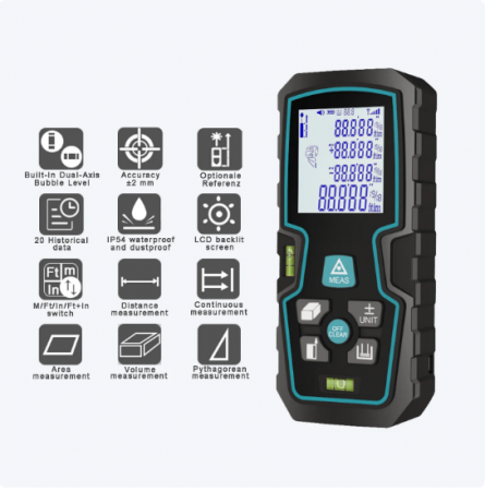 Ruleta digitala multifunctionala cu laser Andowl Q-CS11 nivelmetru arie volum acumulator afisaj digital 120m [8]