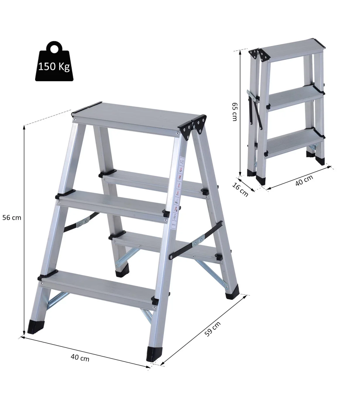 Scara aluminiu 3 trepte pliabila, usoara, stabila, antiderapanta, max 150 kg [5]