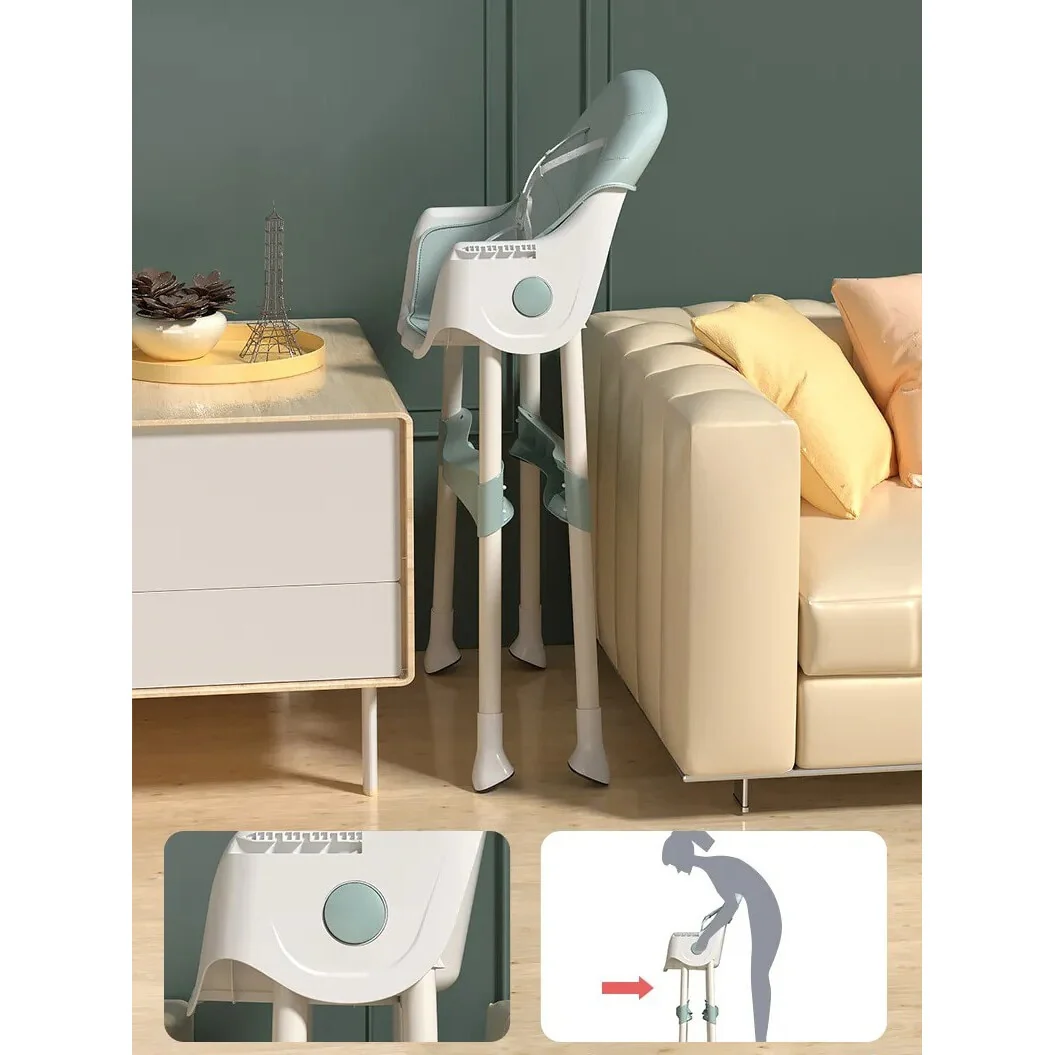 Scaun de masa pentru bebelusi 2 în 1, pliabil, cu tava dubla detasbila si spatar reglabil, 6–36 luni, Roz/Verde [4]