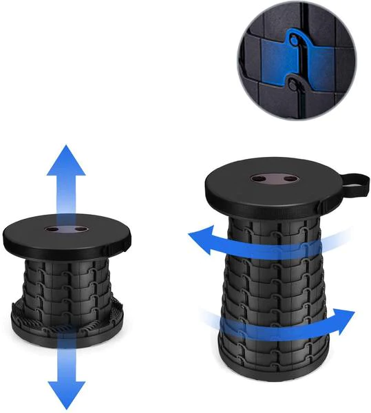 Scaun rotund portabil, retractabil, extensibil cu pliere telescopica pentru camping [4]