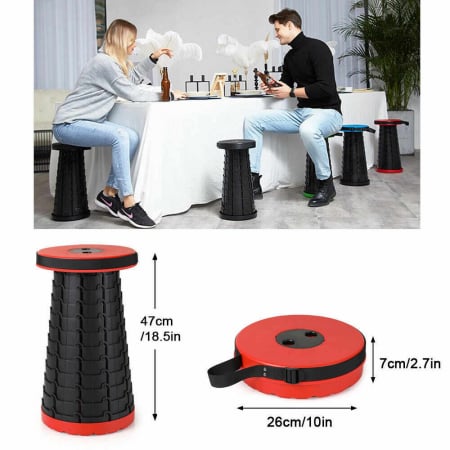Scaun rotund portabil, retractabil, extensibil cu pliere telescopica pentru camping [7]