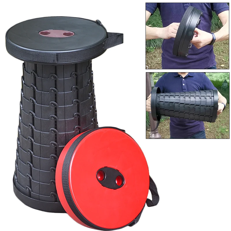 Scaun rotund portabil, retractabil, extensibil cu pliere telescopica pentru camping [3]