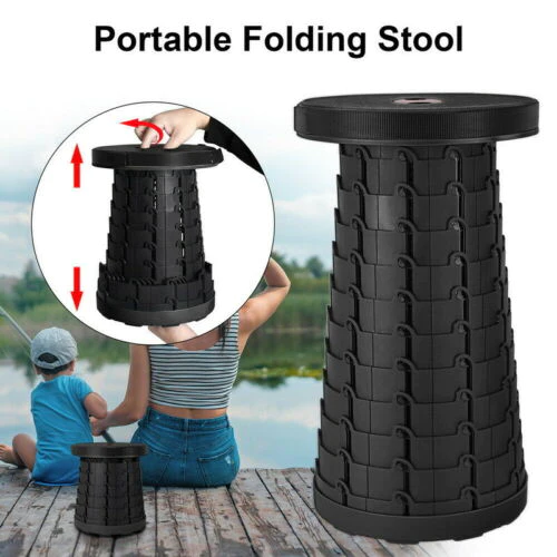 Scaun rotund portabil, retractabil, extensibil cu pliere telescopica pentru camping [8]