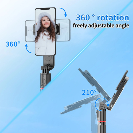 Selfie Stick Tripod L15 cu Lumină LED, AntiVibratie, Bluetooth Wireless, Extensibil 114 cm, 360°, Compatibil Android & iOS [3]