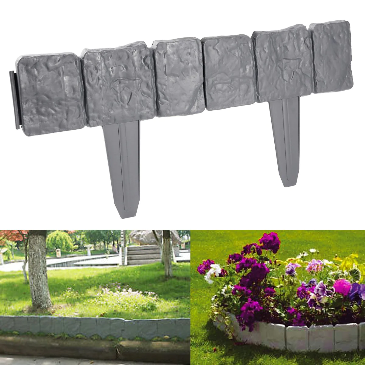 TOATE PRODUSELE - Set 10 x Bordura din plastic cu aspect de piatra, pentru gradina