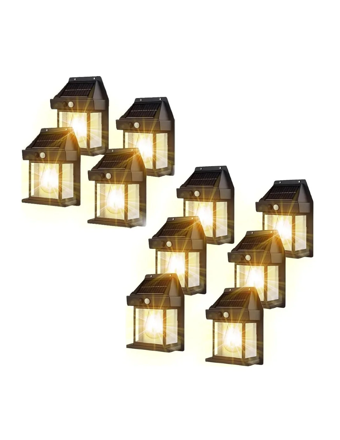 LAMPI SOLARE - Set 10 x Lampa solara de perete cu senzor de miscare