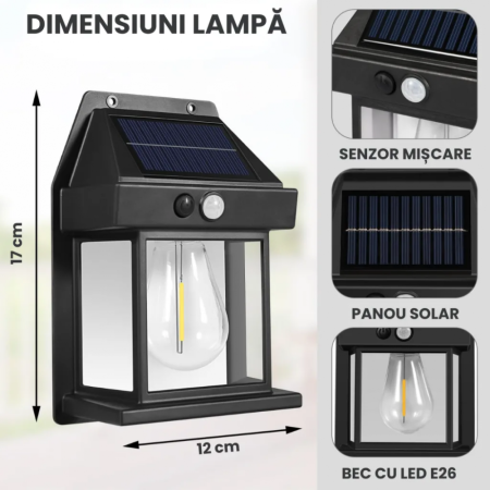 Set 10 x Lampa solara de perete cu senzor de miscare [8]