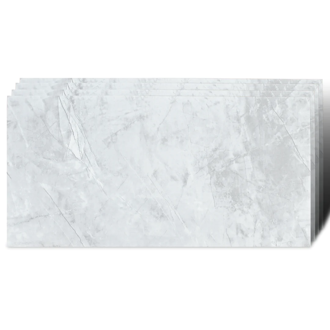 Set 10 x Placi Autoadezive Tip Marmura Alb-Gri, pentru podea sau perete, 60x30 cm [5]