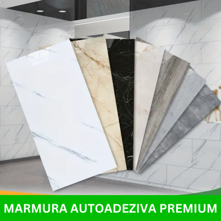 Set 10 x Placi Autoadezive Tip Marmura Alba, pentru podea sau perete, 60x30 cm [13]