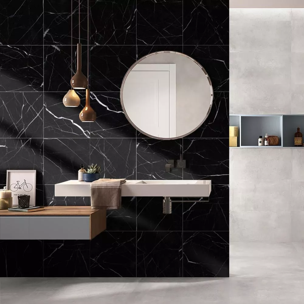 PLACI TAPET & MARMURA - Set 10 x Placi Decorative 60x60 cm autoadezive tip Marmura Neagra