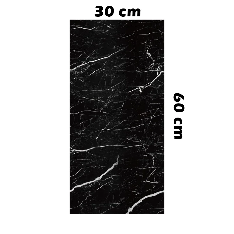 Set 10 x Placi Autoadezive imitatie de Marmura Neagra, pentru podea sau perete, 60x30 cm [3]