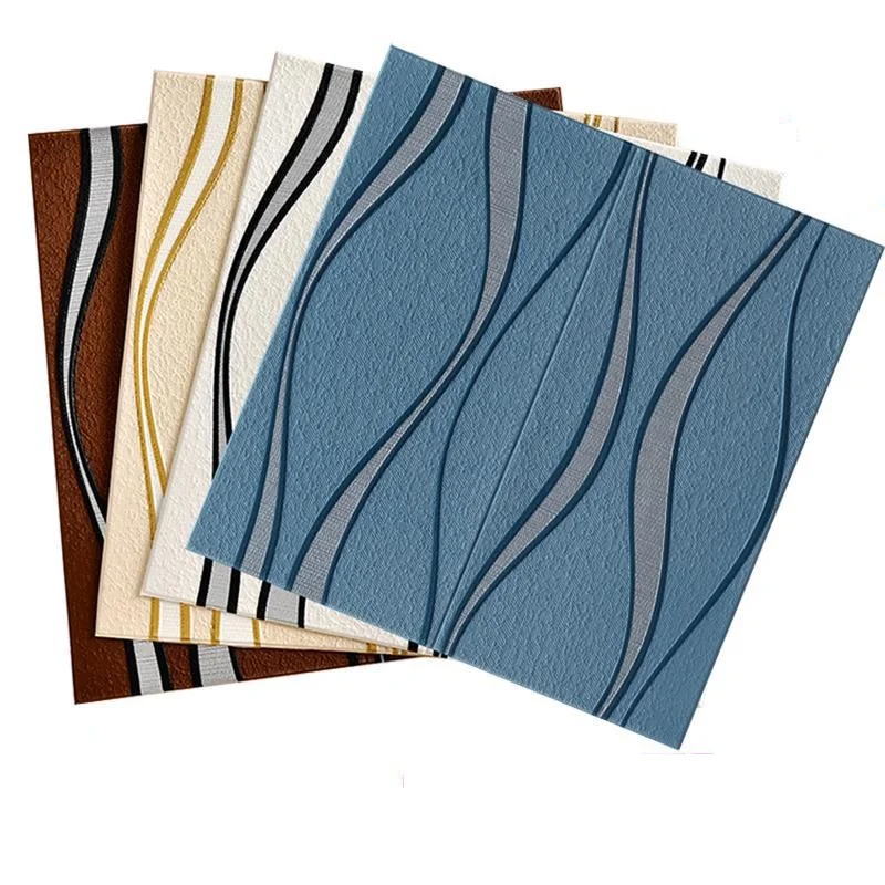 Set 10 x Tapet 3D Albastru cu fir Gri , Auto-Adeziv pentru interior, 68x68 cm [5]