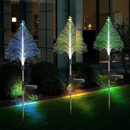 Set 2 Braduleti cu Panou Solar, Decoratiune pom de Craciun pentru gradina, 7 culori schimbatoare, IP65 [7]